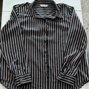 Old Navy Women’s Black and White Striped Button Down Shirt